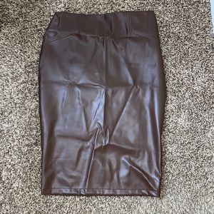 Brown Faux Leather Skirt